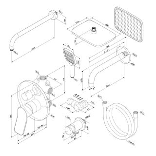 Душевой комплект Am.Pm X-Joy FB85A3RH42 с термостатом чёрный